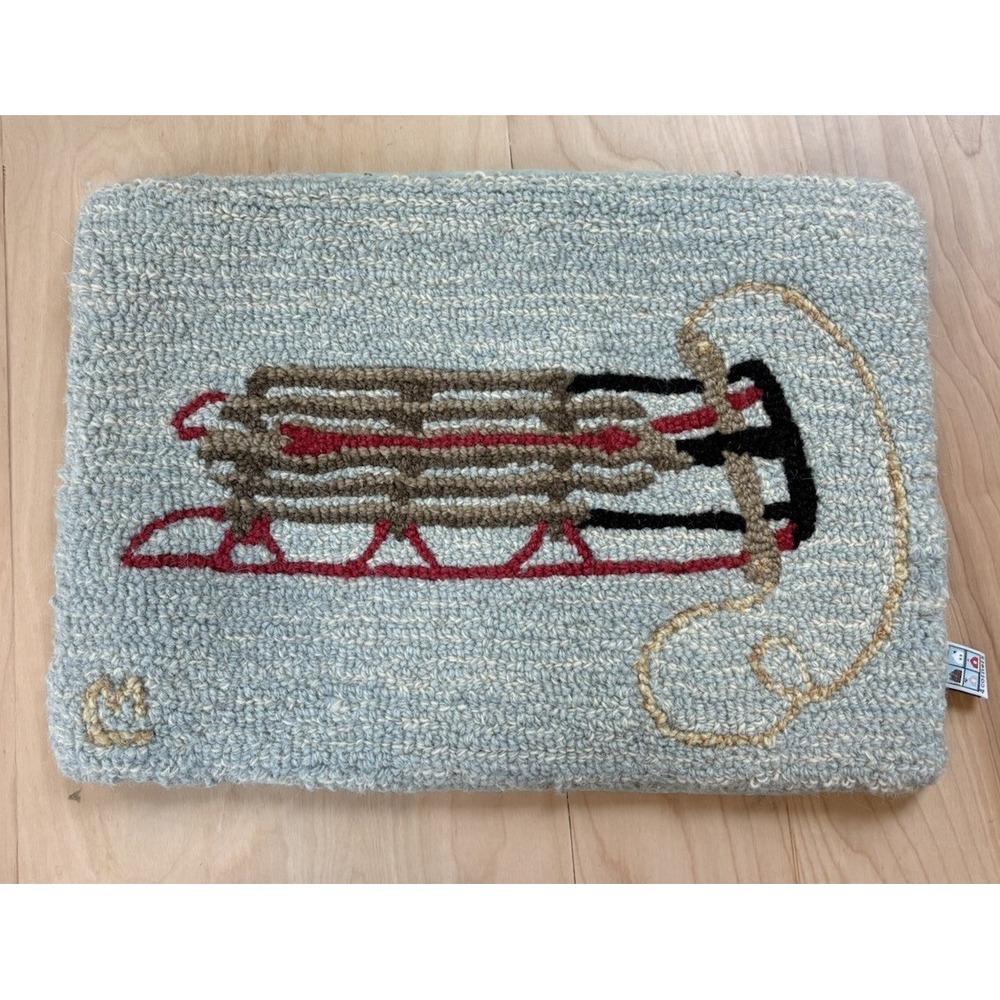 Chandler 4 Corners Pillow Winter Sled Hooked Wool Laura Megroz Rectangle